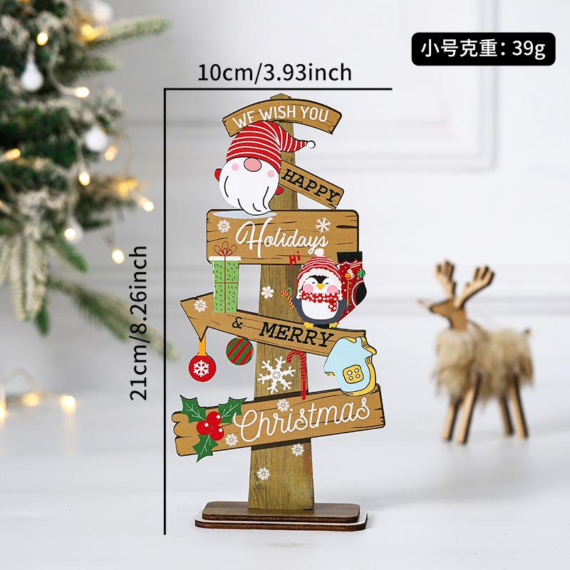 1pc Wooden Xmas Tree Ornaments Santa Claus Snowman 2026 Merry Christmas Home Decoration New Year Desktop Decor Navidad
