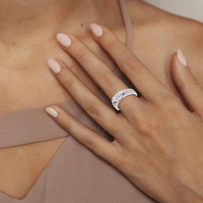 Anel feminino tamanho ajustável abertura aliança de casamento zircônia cúbica incrustada joias de noivado faixa de dedo