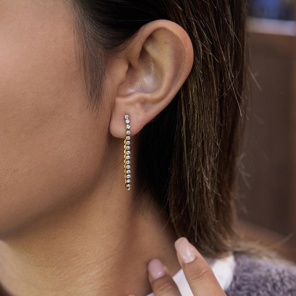 Youthway Minimalist Zircon Chain Tassel Earrings For Women Gold Plated Stainless Steel Earrings Simple Fashion Jewelry Gift