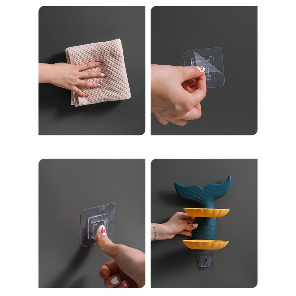 Double Layer Soap Dish Wall Mounted PP Goldfish Shaped Soap Draining Holder for Bathroom