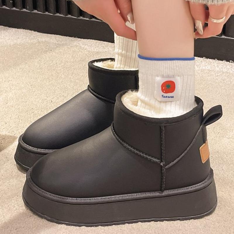 Fashion Winter Solid Color Platform Plush Snow Boots Woman Faux Fur Warm Ankle Boots Women Comfortable Plus Size Non Slip Botas Female