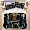 Rock Legend Johnny Hallyday Three-piece set (1 * duvet cover + 2 * pillowcase, without core) 2D Flat Bedding set Duvet cover and pillowcase