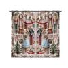 Set Of 2 Imitation Relief Christmas Print Perforated Curtains Multi Size Living Room Bedroom Insulation Decorationeasy Installation Curtain Polyester