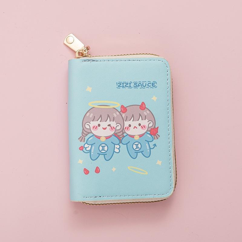 New Fashionable Cute Small Fresh Printed Change Bag Cartoon Animation Male and Female Students Short Zipper Wallet