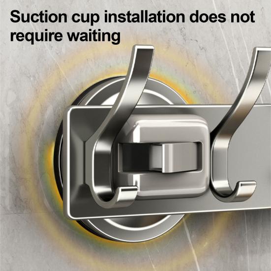 Bathroom Hook with Stable Suction Space Aluminum Tool-Free Installation Wall-mounted Heavy-duty Bathroom Hanger
