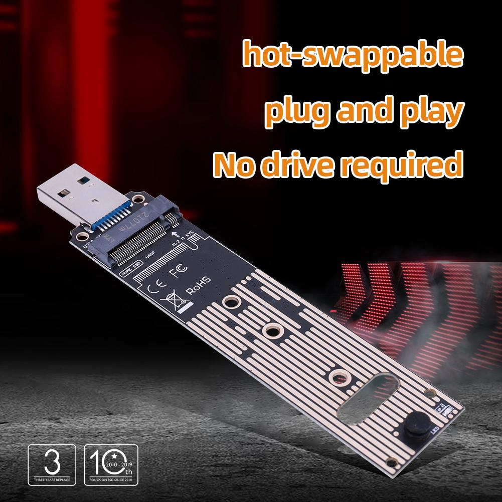 M.2 NVME Riser Board USB3.1 Hard Disk Converter 10Gbps Gen 2 SSD Converter Plug and Play for Samsung WD Black Intel NVME SSD