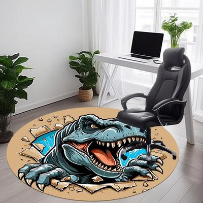 1pc Dino Breakthrough Office Round Area Rug, Under Office Chairs Bedroom Living Room Home Decor, Room Deco, Available In Various Sizes