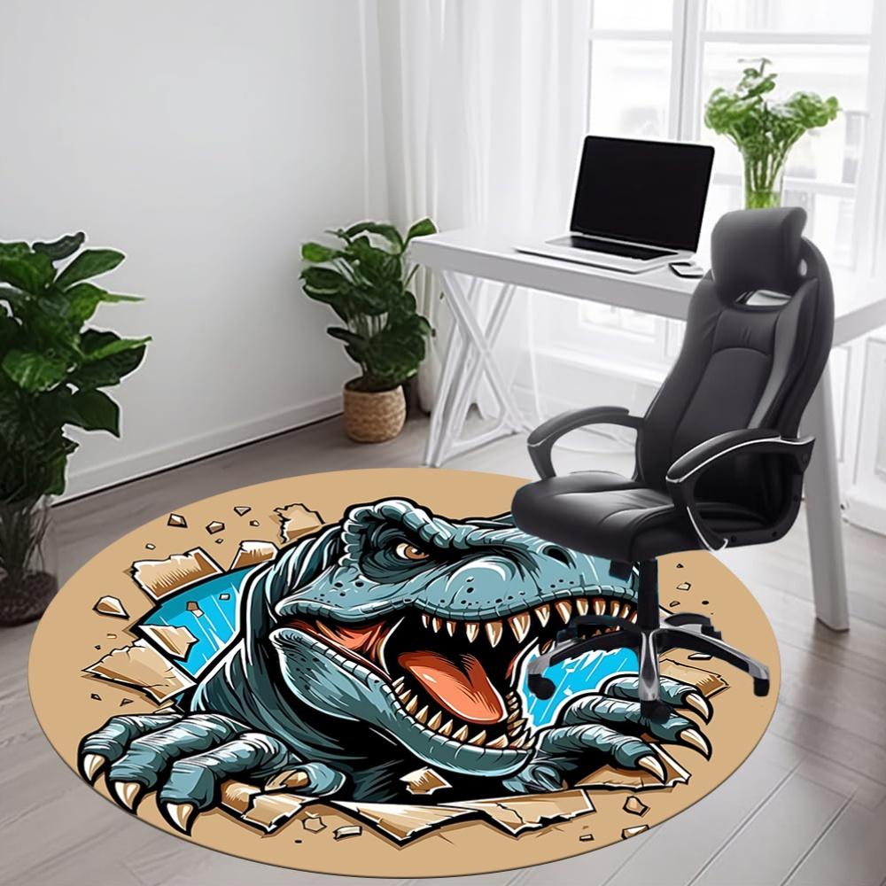 1pc Dino Breakthrough Office Round Area Rug, Under Office Chairs Bedroom Living Room Home Decor, Room Deco, Available in Various Sizes