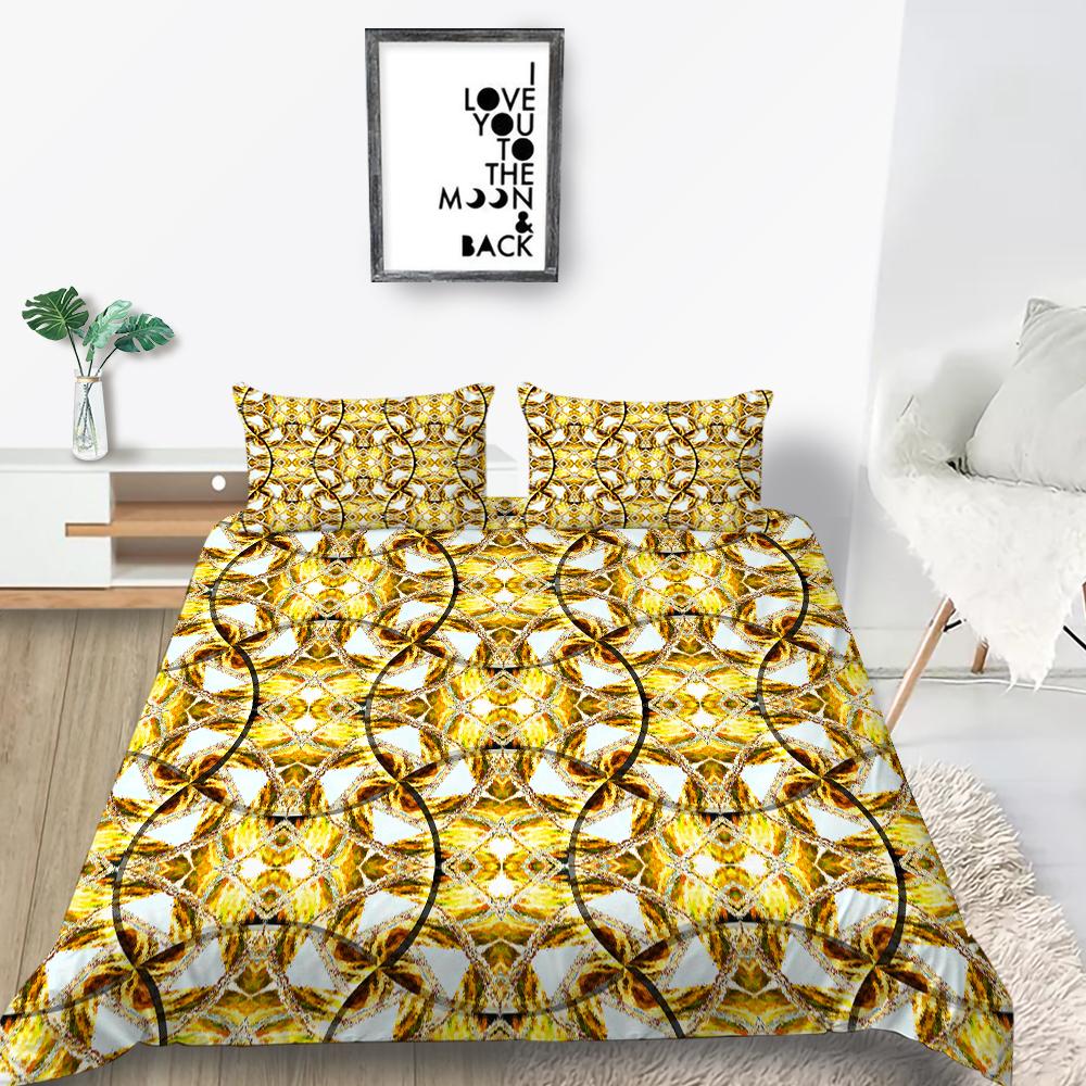 Klassische Luxusbettwäsche, luxuriöser Druck, Bettbezug, Kissenbezug, 2 oder 3 Doppelbetten in voller Größe, Mikrofaserstoff, weich, waschbar, mit Reißverschluss, Heimdekoration