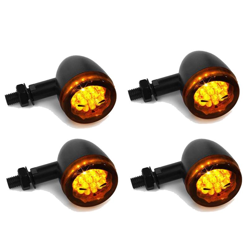 Motorcycle Led Turn Signal Light 12V 10mm Amber Flashing Lamp Front Rear Blinker LED Turn Signal Lights For Halley Cafe Race