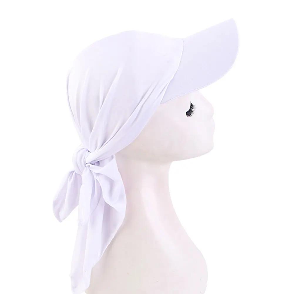 Women Ethnic Style Classic Solid Color Turban Hat Curved Brim Adjustable Baseball Cap Breathable Sunscreen Headscarf Hat