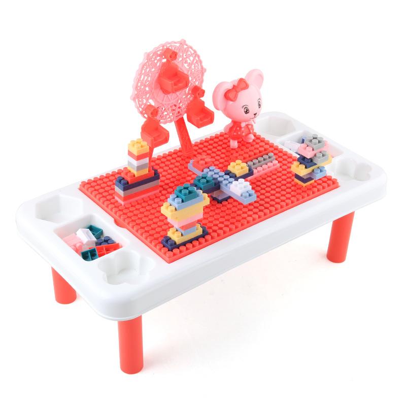 Children'S Cute Mouse Building Block Table Ferris Wheel, Rocking Aircraft Science And Education Diy Assembly And Assembly Building Block Toys