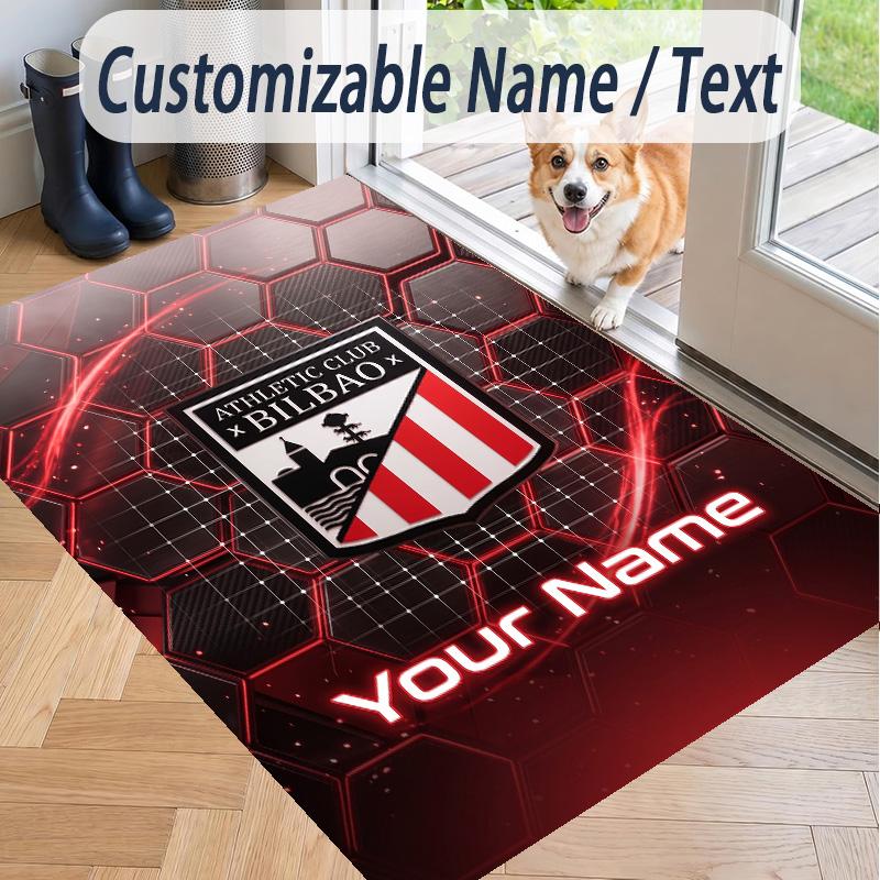 Custom Text Printed Rug Athletic Bilbao FC Non Slip Floor Carpet For Home Room Decor