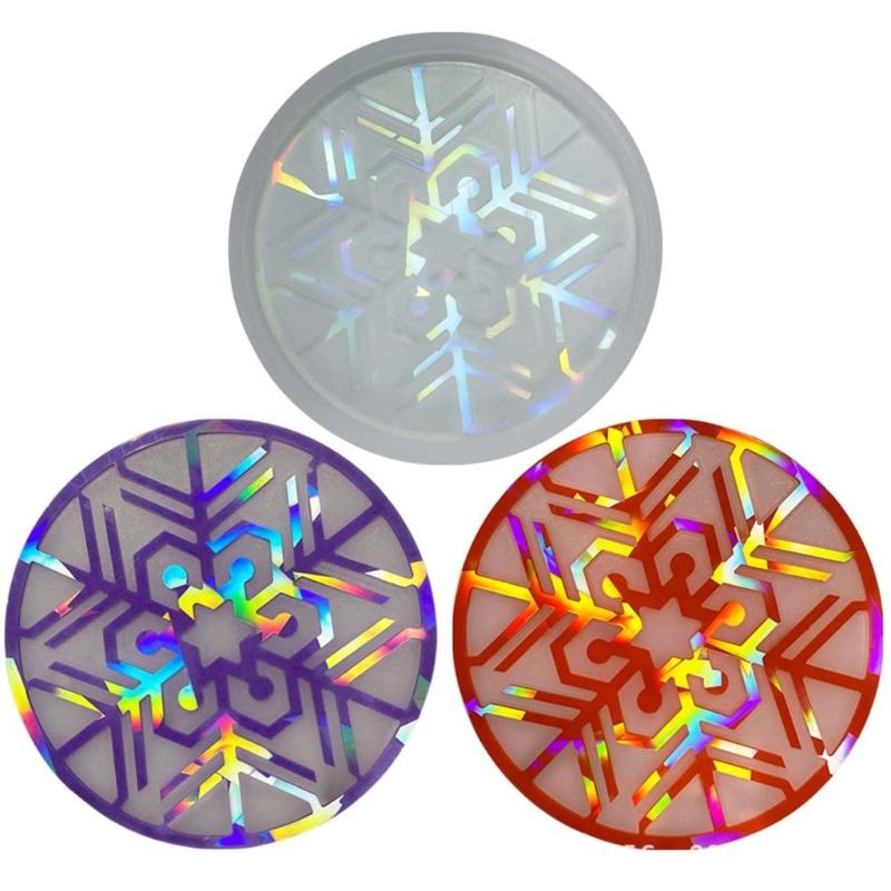 Licht Schatten Silikon Epoxid Schneeflocken Form Runde Glas Teekanne Matte Tablett Form Schmuckherstellung Form für Heimdekorationen