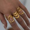 Minimalist Linear Geometric Design Ring Stainless Steel Hollow Irregular Stackable Ring Women's Accessories Party Gift Vacation