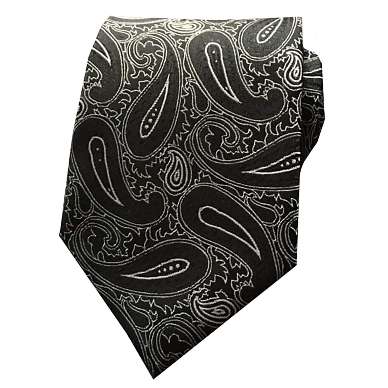 CHROME CRANE Paisley Solid Necktie for Men (NR008, Black) - Suitable for Suits, Business, and Casual Wear.
