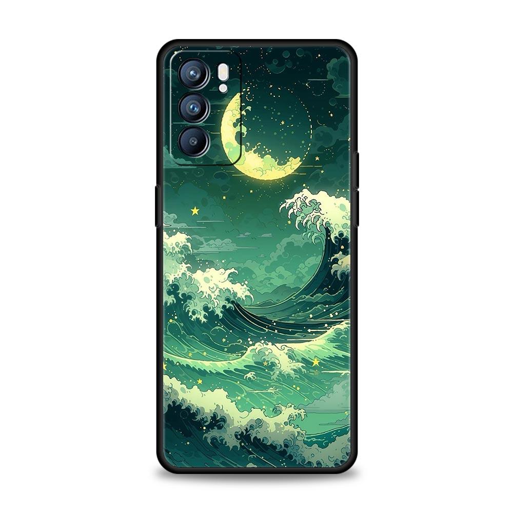 Moon Cloud Comic Style Phone Case For Oppo A54 A53 A52 A15 A95 A16 A78 A79 A80 A98 4G Find X5 X6 Reno10 12 13 F Pro 5G Cover