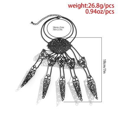1 Stück Gothic Halloween Metall Fingerkettenhandschuhe mit Stacheln Fransen Handrückenarmband für Frauen Punk Rock Schmuck Geschenk