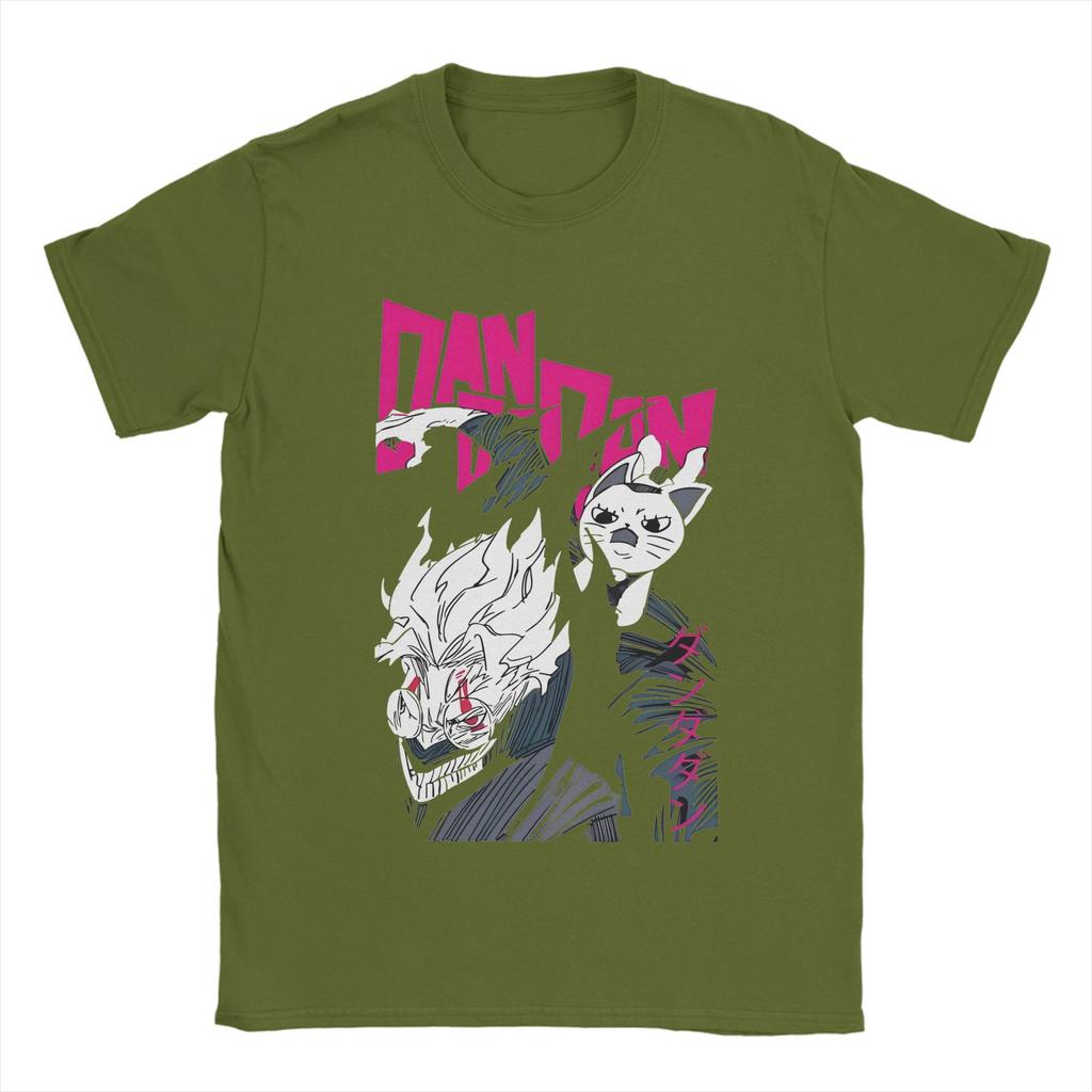 Leisure Dandadan Okarun and Cat T Shirt Men's Round Neck Short Sleeve Tops Shirts Anime Cotton Summer Clothing