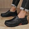 Handmade Men's Slip-On Loafers Hands-Free Casual Dress Shoes Durable Genuine Leather Walking Shoes Non-Slip Rubber Sole Footwear