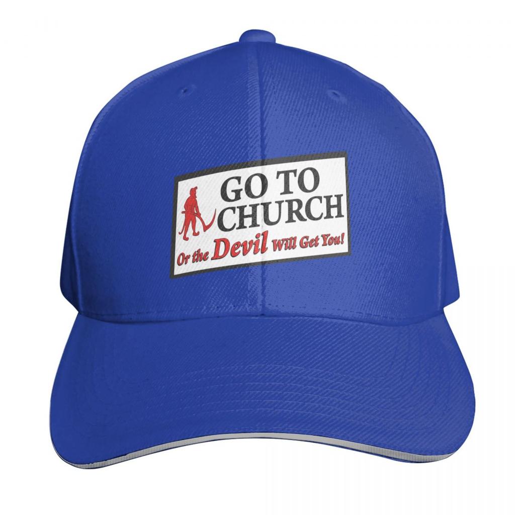 Go To Church Or The Devil Will Get You Baseball Cap Sun Cap Brand Unisex cap winter hats for Unisex Bobble Hat Unisex Golf Wear Womens