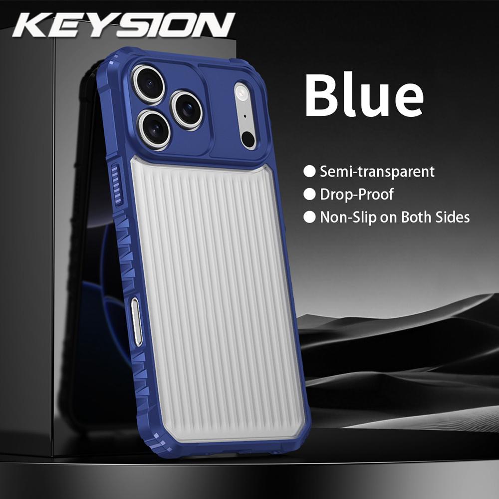 KEYSION Heavy Duty Shockproof Phone Case for iPhone 17 Pro Max 17 Air Translucent Matte Back Cover for iPhone 14 15 16 Pro Max