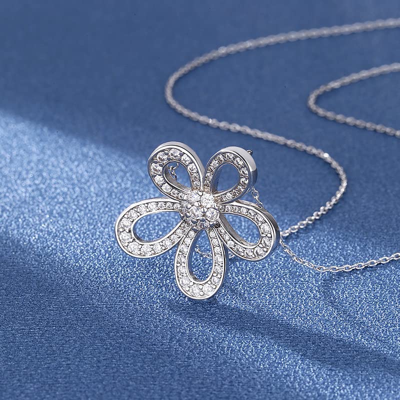 [AVANCE] Flower Necklace, Earrings, Ring, Zirconia, Large Size, Women's (Necklace)