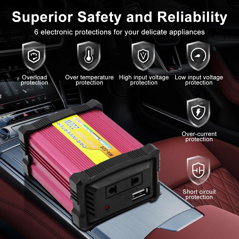Car RV Truck Trailer Power Inverter Auto Camping Multifunctional Battery Converter USB Voltage Transformer 220W Supply Inverter