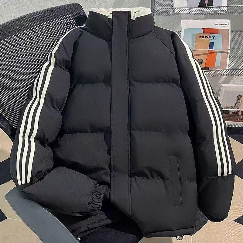 

Американская трехполосная хлопковая куртка с подкладкой для женской зимы, утолщенная, тепловая, со стойкой, хлопковая куртка с подкладкой S чёрный