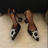 Brand Women Pumps Crystal Slingback High Heels Summer Bride Shoes Comfortable Triangle Heeled Party Wedding Shoes