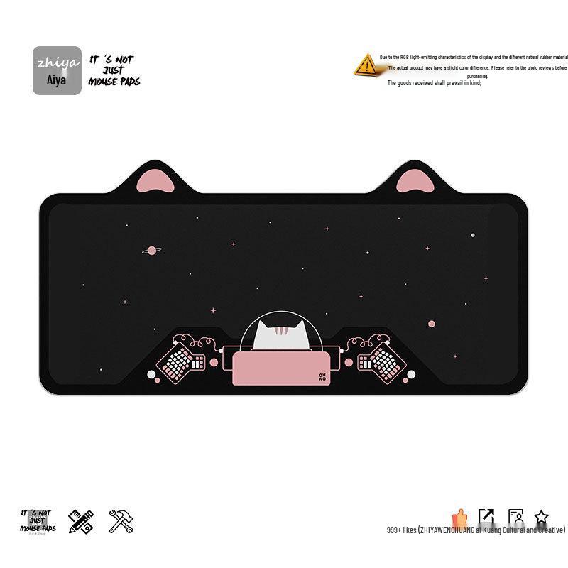 Extra Large Cute Cat Ear Gaming Mouse Pad - Cartoon Keyboard Desk Pad