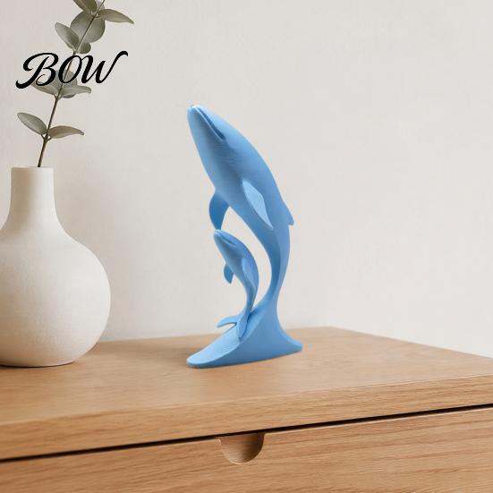 Whale Art for Nursery Decor 3D Printed Ornaments, Mother And Child Figurines, Modern Minimalist Double Sculpture Home Office Decorative Figurine