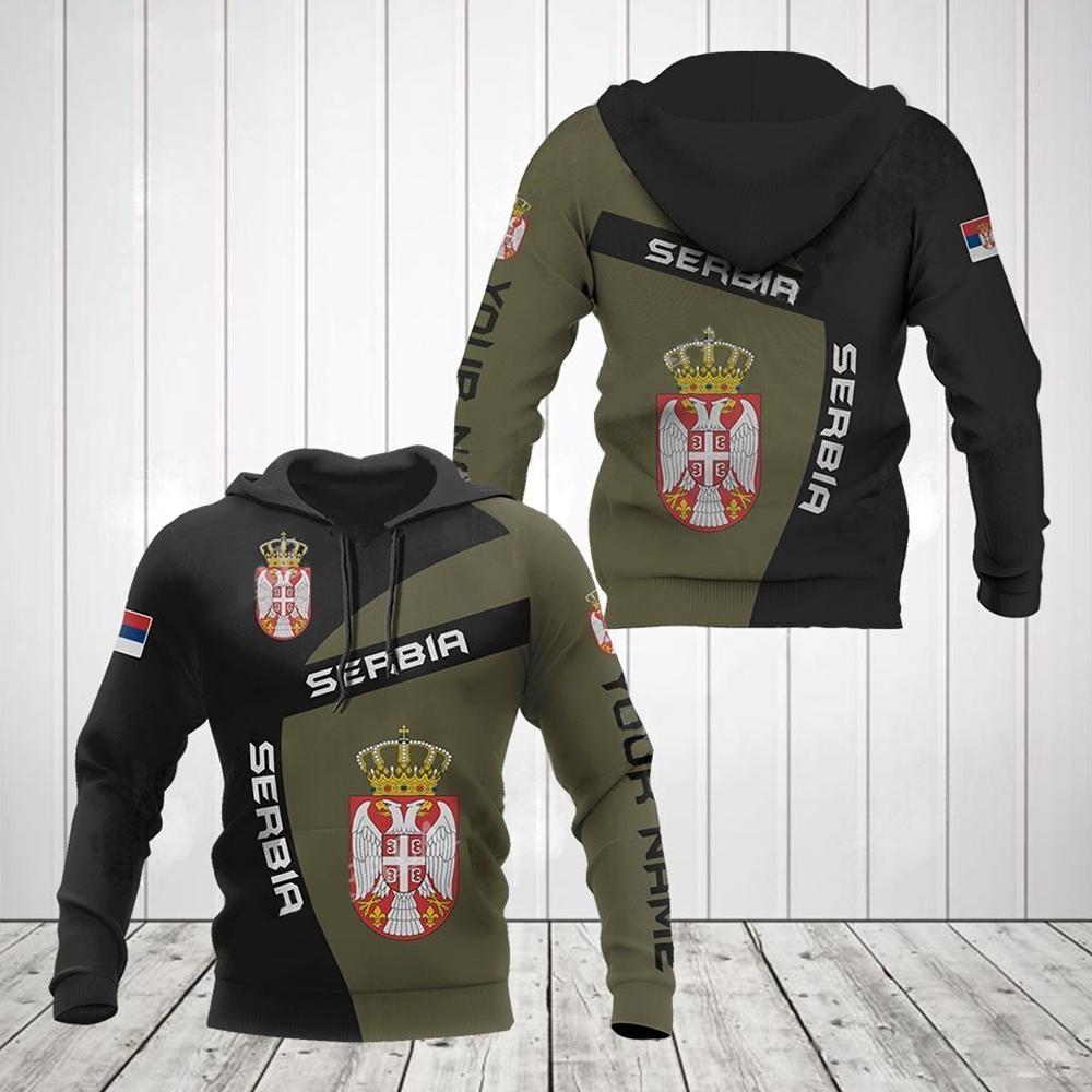 Serbian Men's Hoodie Autumn Long-sleeved Pullover Hooded Top Serbian Flag Print Oversized Men's Clothing Hoodie For Men