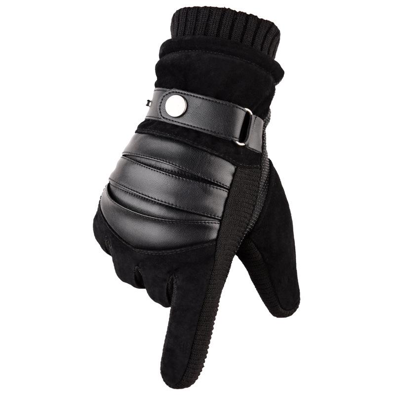 

Men s Winter Cycling & Motorcycle Pigskin Gloves with Velvet Lining for Cold Protection and Warmth One Size