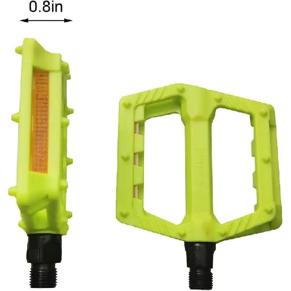 ZUKKA Mountain Bike Pedals 9/16" Non-Slip Plastic Road Bicycle Pedals 2DU Pedals for MTB Hybrid Bike Folding Bike (Yellow Green)