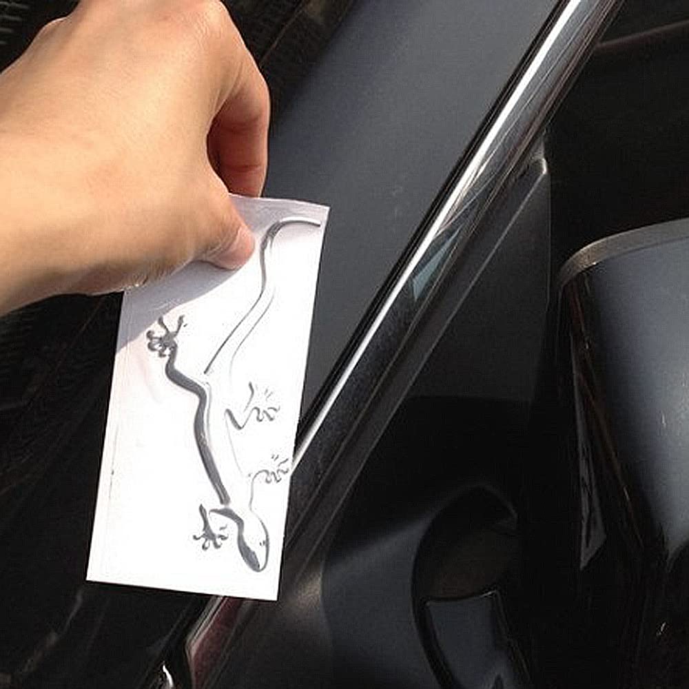 Gecko Car Sticker, 3D 3D, Cute Eyes, Emblem, Gecko, Lizard, Gecko, Silver Seal, Car Supplies, Easy To Apply, Curved Surfaces