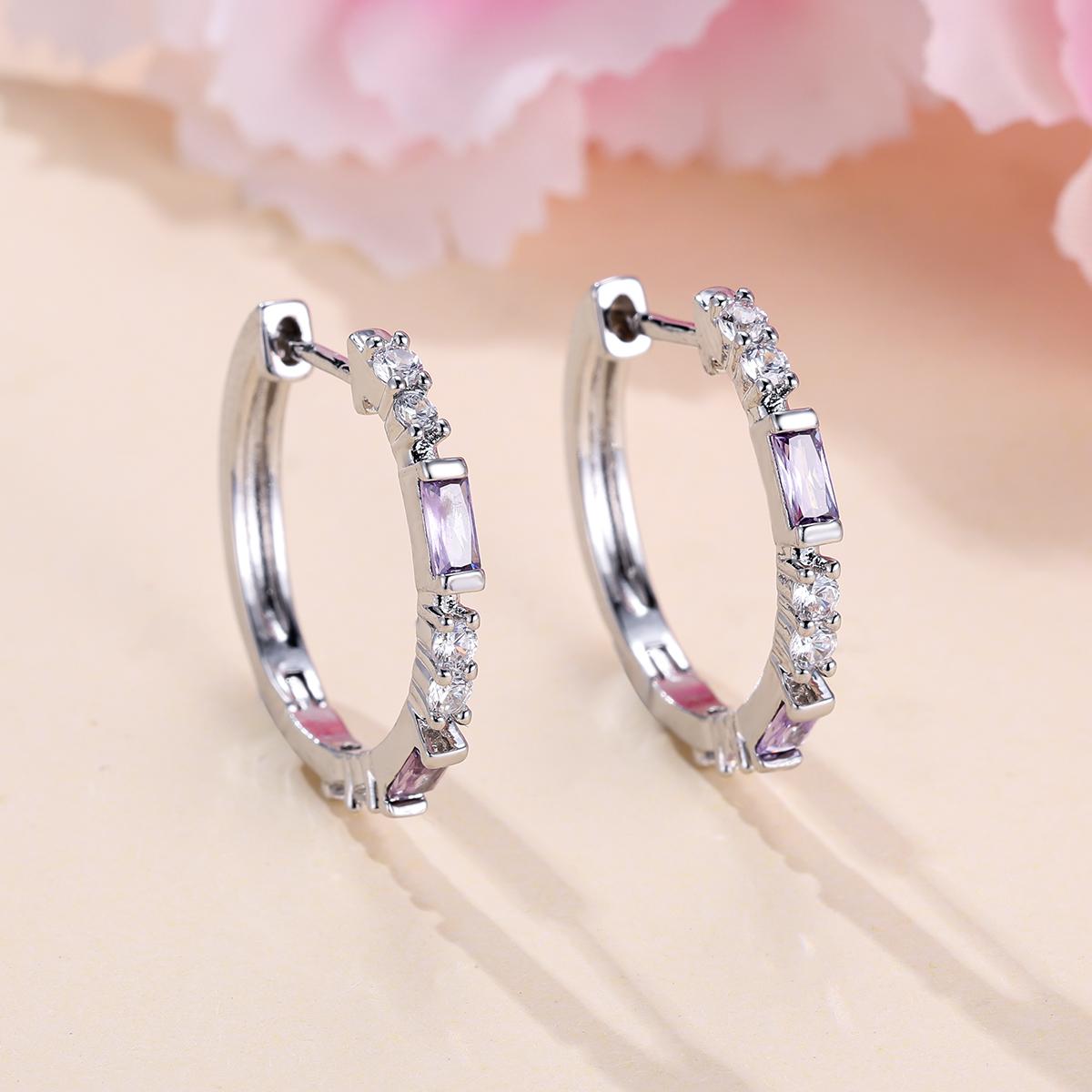 

Милые женские клипсы с зелеными и синими камнями серебристого цвета, минималистичные свадебные украшения для женщин фиолетовый