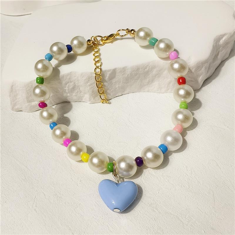 Summer Dopamine Love Pet Necklace Cat Colorful Pearl Collar Dog Cute Necklace Ornament