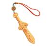 Dragon & Tiger Peach Wood Cinnabar Tianshi Sword Pendant with Five Emperor Coins