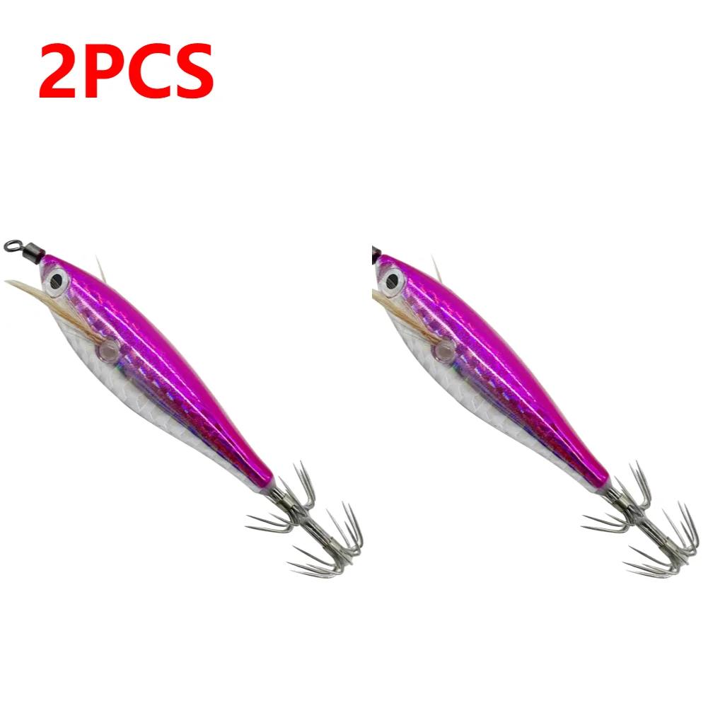 1-3PCS Wood Shrimp Bait 5.5g Laser Luminous Floating Egi Lure Squid Jigging Shrimp Hooks for Octopus Cuttlefish Fishing Baits
