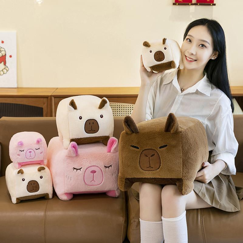Soft Adorable Capybara Plush Toy In Brown Pink Beige Perfect For Cuddling