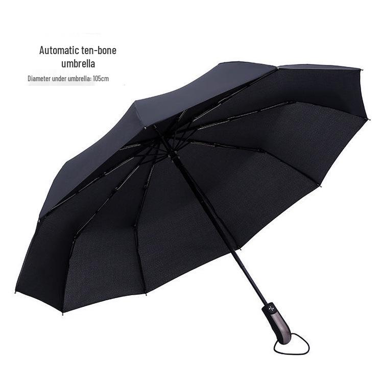 

Автоматический трехсложный зонт от солнца и дождя с логотипом, солнцезащитный слой из черного клея и десять спиц