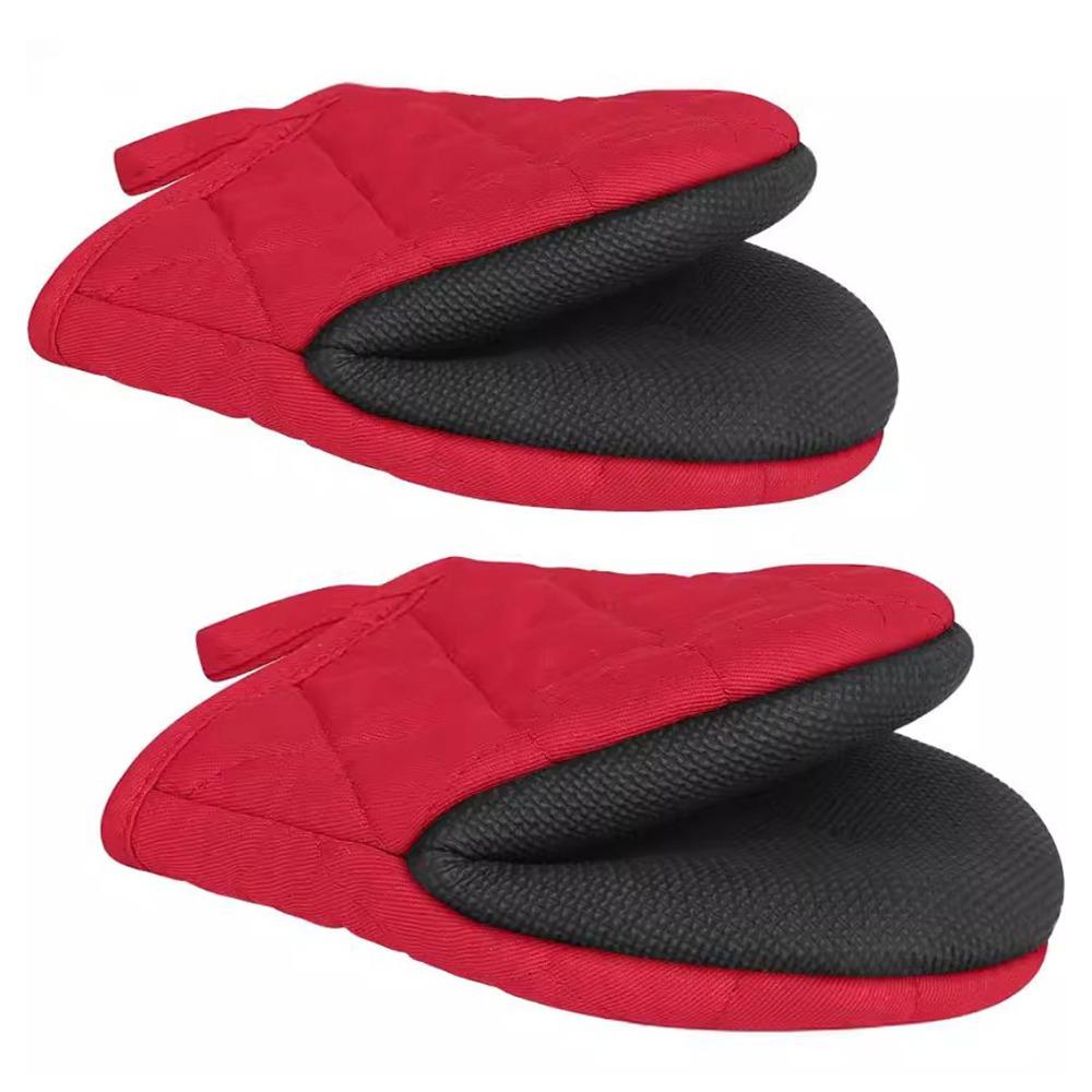

1Pair High Heat Resistant Kitchen Oven Gloves Thickened with Non-Slip Grip Surfaces Oven Mitts Short Hanging