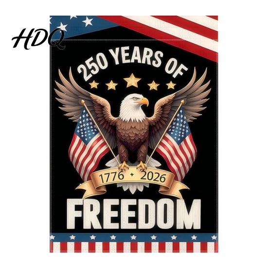 250th Anniversary Flag America Garden 250 Years of Freedom Patriotic Banner Outdoor Decoration 4th July Yard Sign for Independence Day Memorial