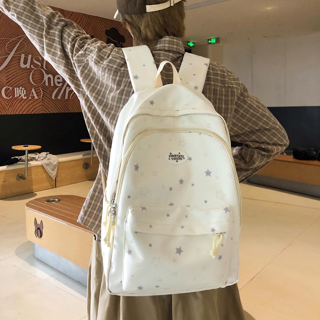 Schoolbag Korean Ins Wind Star Print Backpack Multi-color Fresh Student Schoolbag Large Capacity Lightweight Campus Backpack