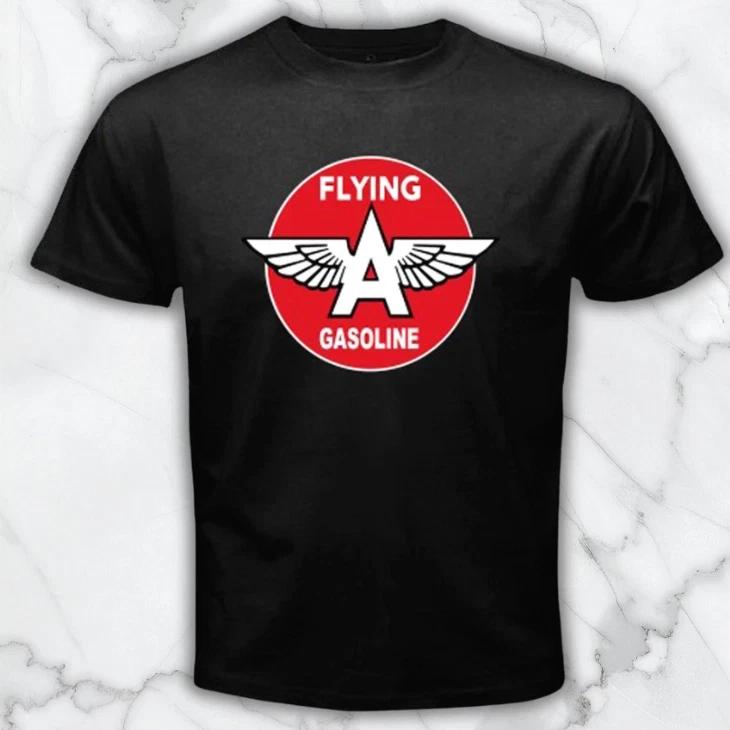 Flying A Gasoline Oil Racing Men s Black Graphic T Shirt Freeships M