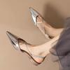 2025 Sexy Slingbacks Women Sandals Shoes Pointed Toe Pumps Flats Shoes Party Genuine Leather Dress Shoes Office 35-40