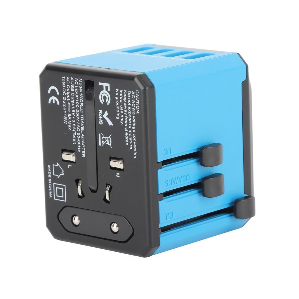 Universal Travel Adapter Worldwide Portable 4 USB Port International Wall Charger for Phone 100‑240V
