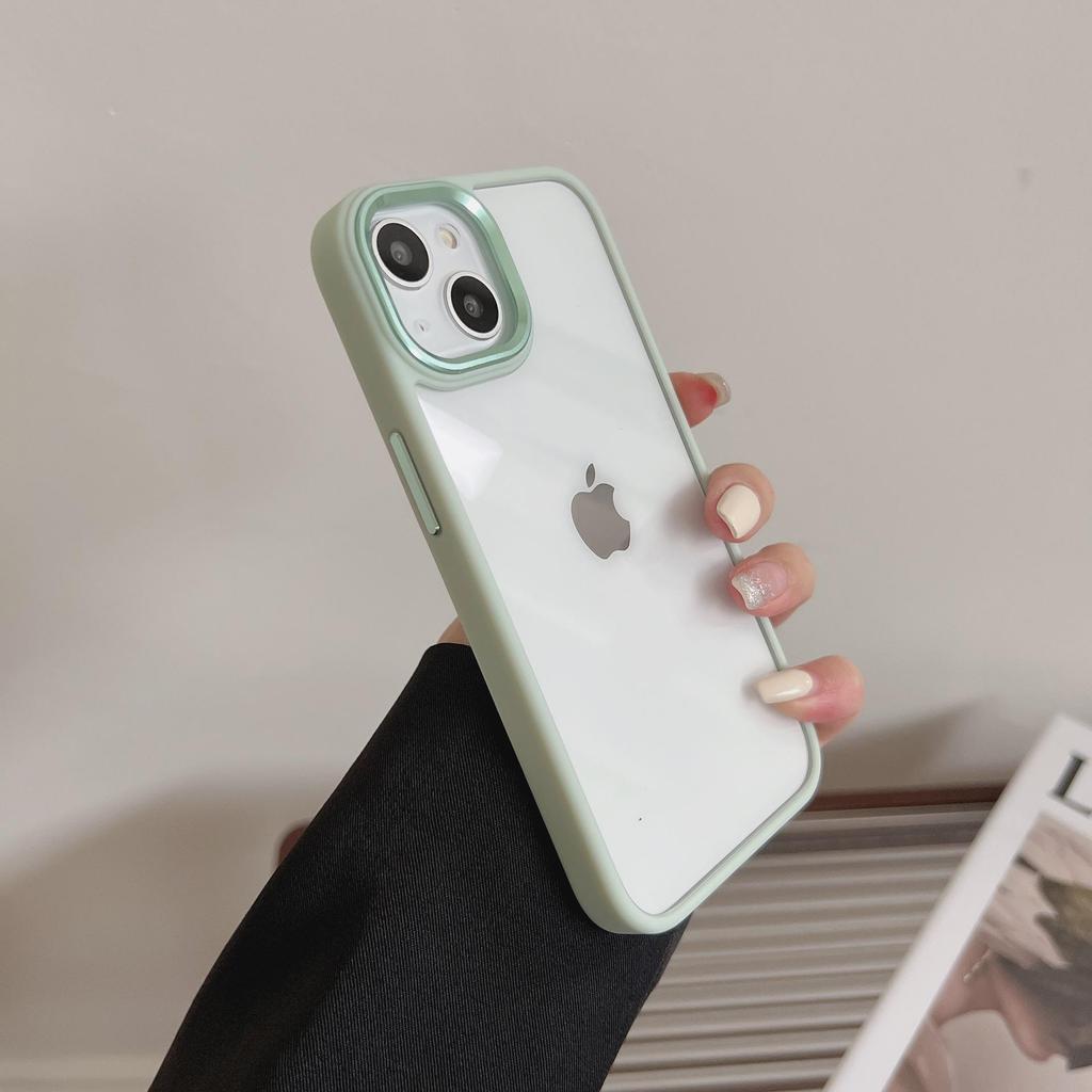 Applicable Apple iPhone 17ProMax Solid Color Case for iPhone 16, 15, 14 - Metal, Transparent, Recessed, Anti-Fall, Women's.