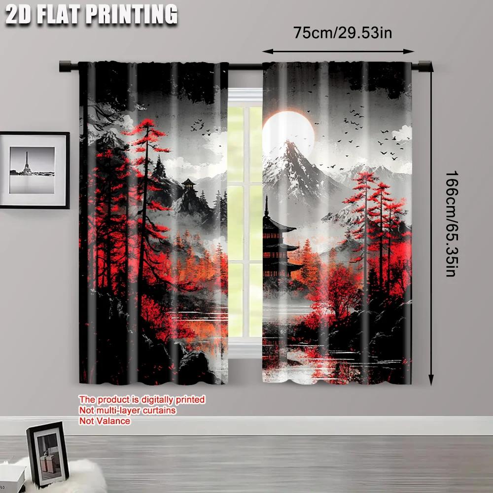 Vikama Japanese Aesthetic Style Forest Mountain Tapestry Landscape Decoration Item Suitable Living Room Bedroom Curtain Polyester Ideal For Sitting